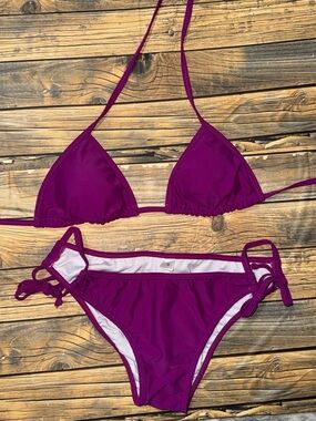 Women’s Magenta Triangle Bikini Set - Unbranded
